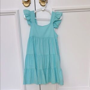 Babidu Little Girl’s Blue Ruffled Tiered Cotton Sundress